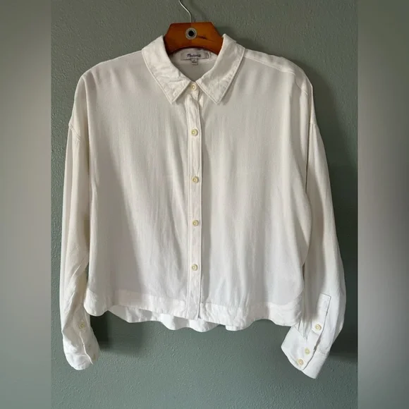 MADEWELL Lusterweave Hartfield Cropped Tencel Button Down Shirt | Womens S - Picture 2 of 12